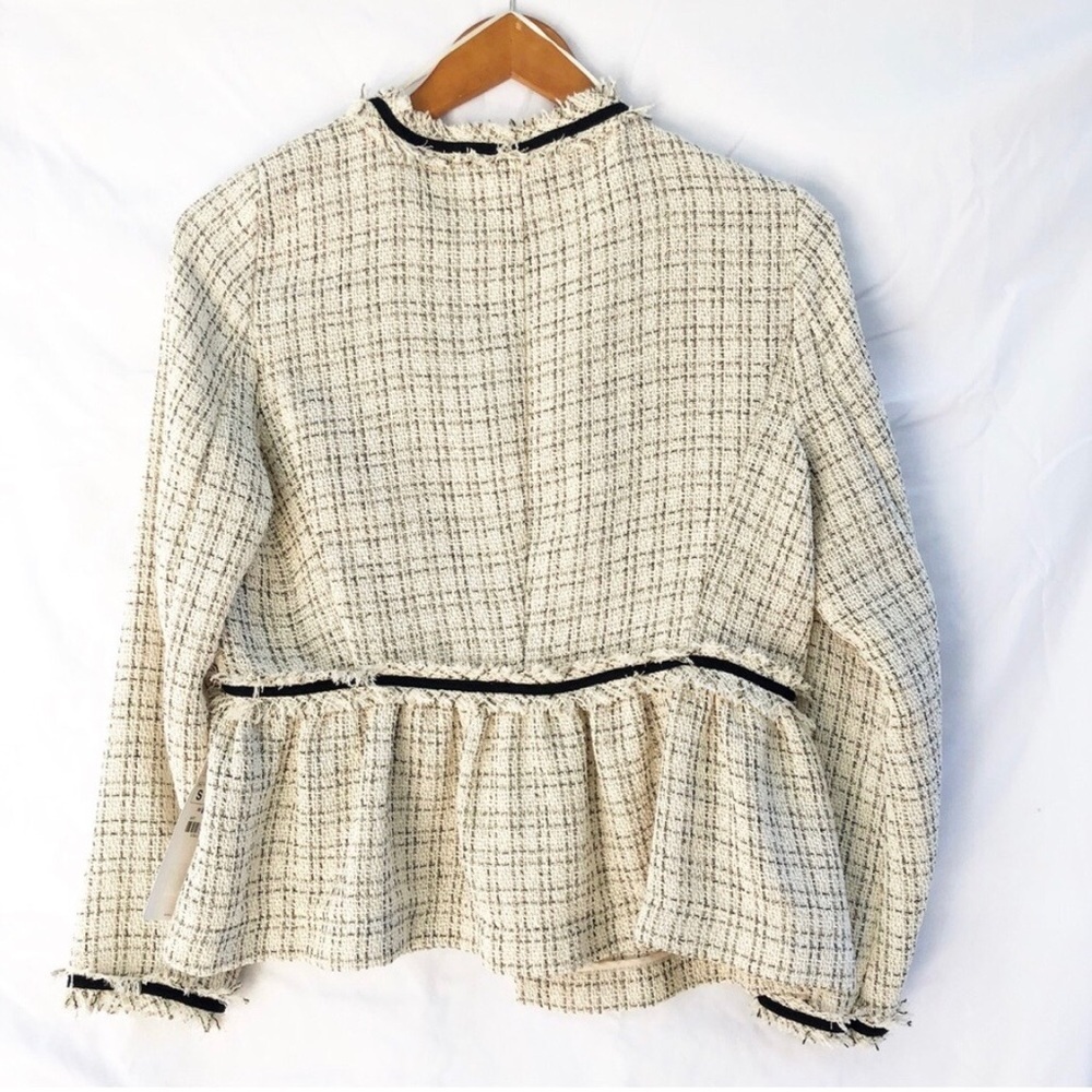 ZARA | NWT SMALL BOUCLE FRINGE TWEED OPEN PEPLUM BLAZER - Picture 9 of 9